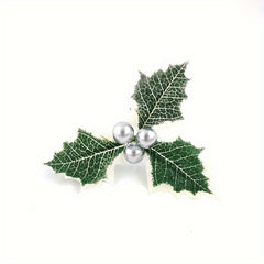 2pcs Christmas Cuttings Red Fruit Triangular Leaf Branches DIY Decor