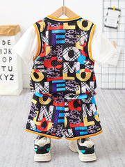 Boys Alphabet Graphic Print T-shirt & Shorts Set