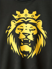 Boy's Lion Crown Pattern 2pcs Sweatshirt & Sweatpants Set