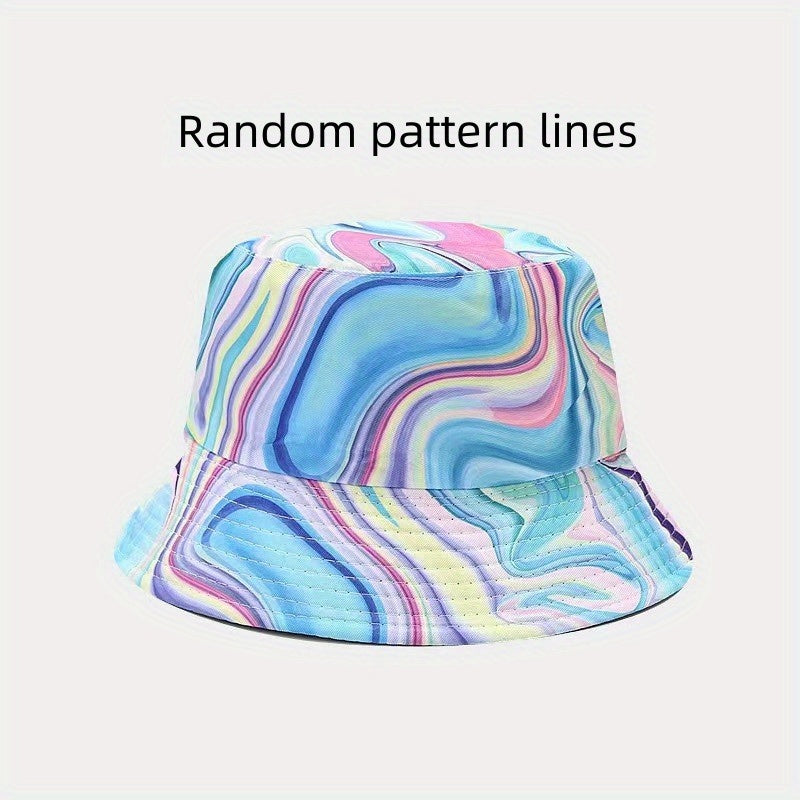 Kids Graffiti Sunshade Bucket Hat, Double Sided Sun Hat for Outdoor Travel
