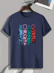 Geometry and Letters Print Men's Graphic Tee for Summer