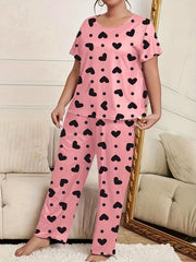 Lounge Set Women's Heart & Polka Dot Pajama Two Piece Set
