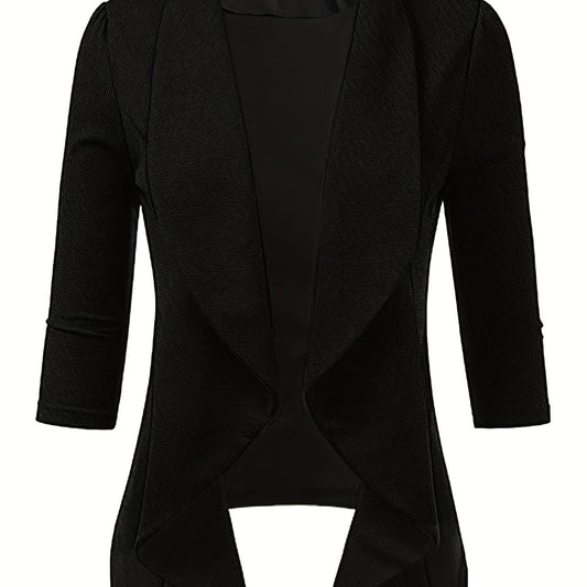 Solid Open Front Blazer Women's Office Outerwear
