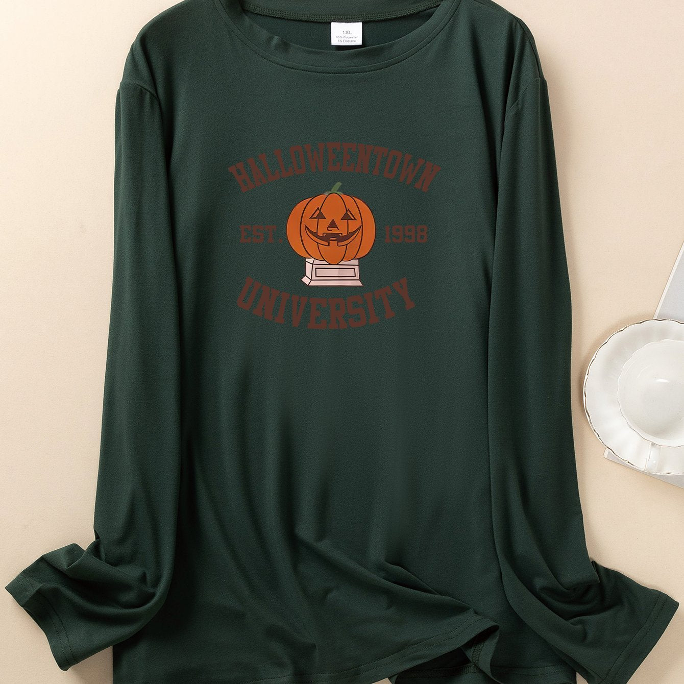 Halloween Lounge Top Women's Funny Pumpkin Print Pajama Top