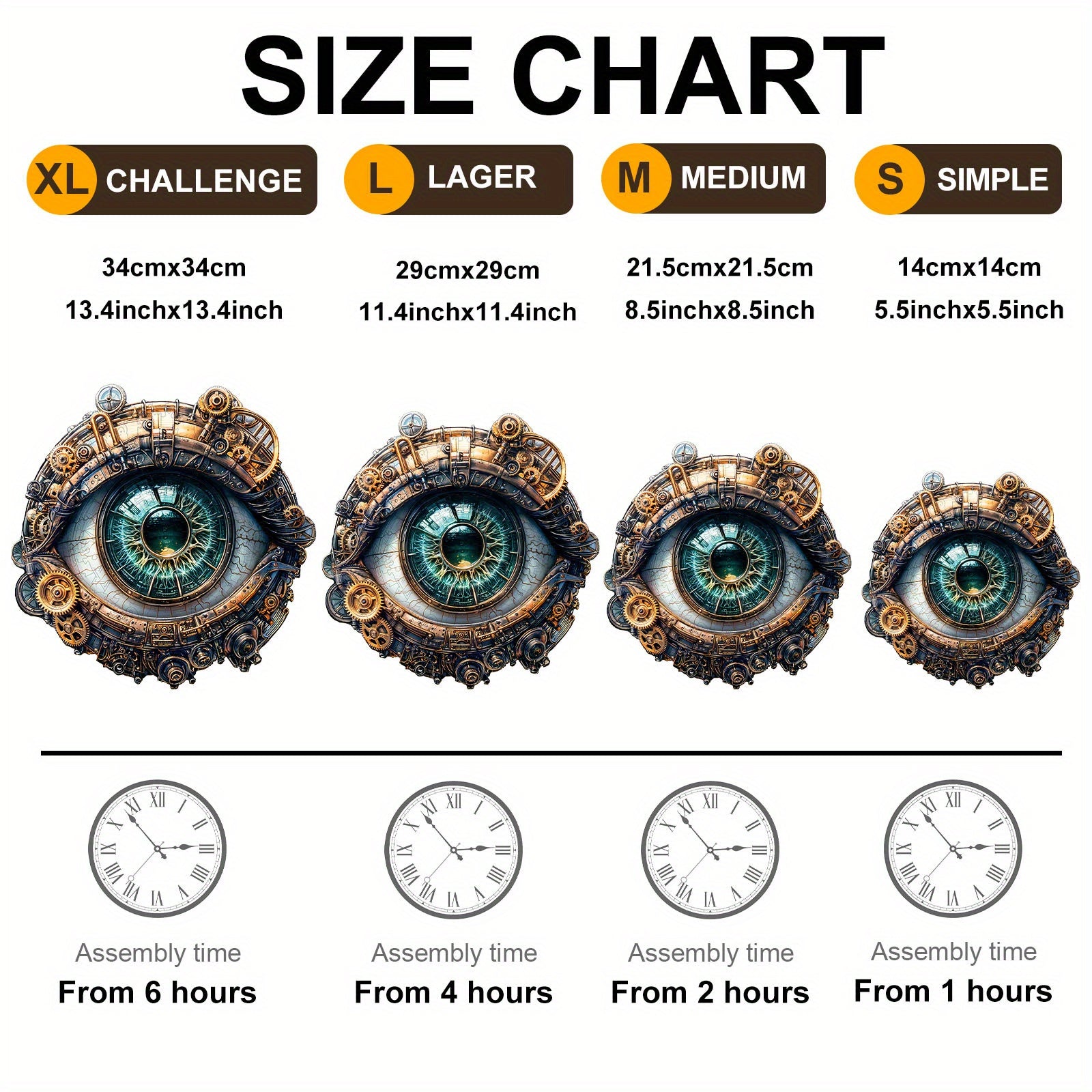 Steampunk Mechanical Eye Wooden Jigsaw Puzzle - Unique Animal Shapes