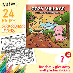 GDTME Cozy Village Coloring Book for Teens & Adults 24 Pgs Fall Art