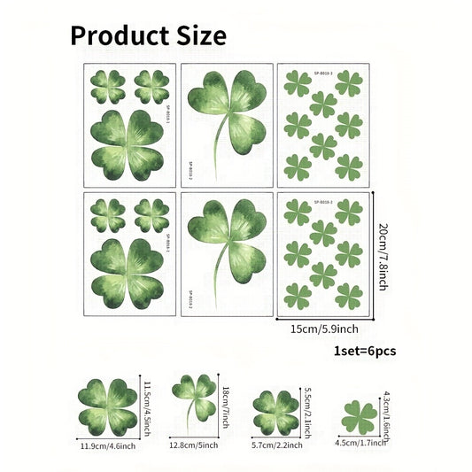 6Pcs Anti Slip Bathtub Stickers Four Leaf Clover Pattern