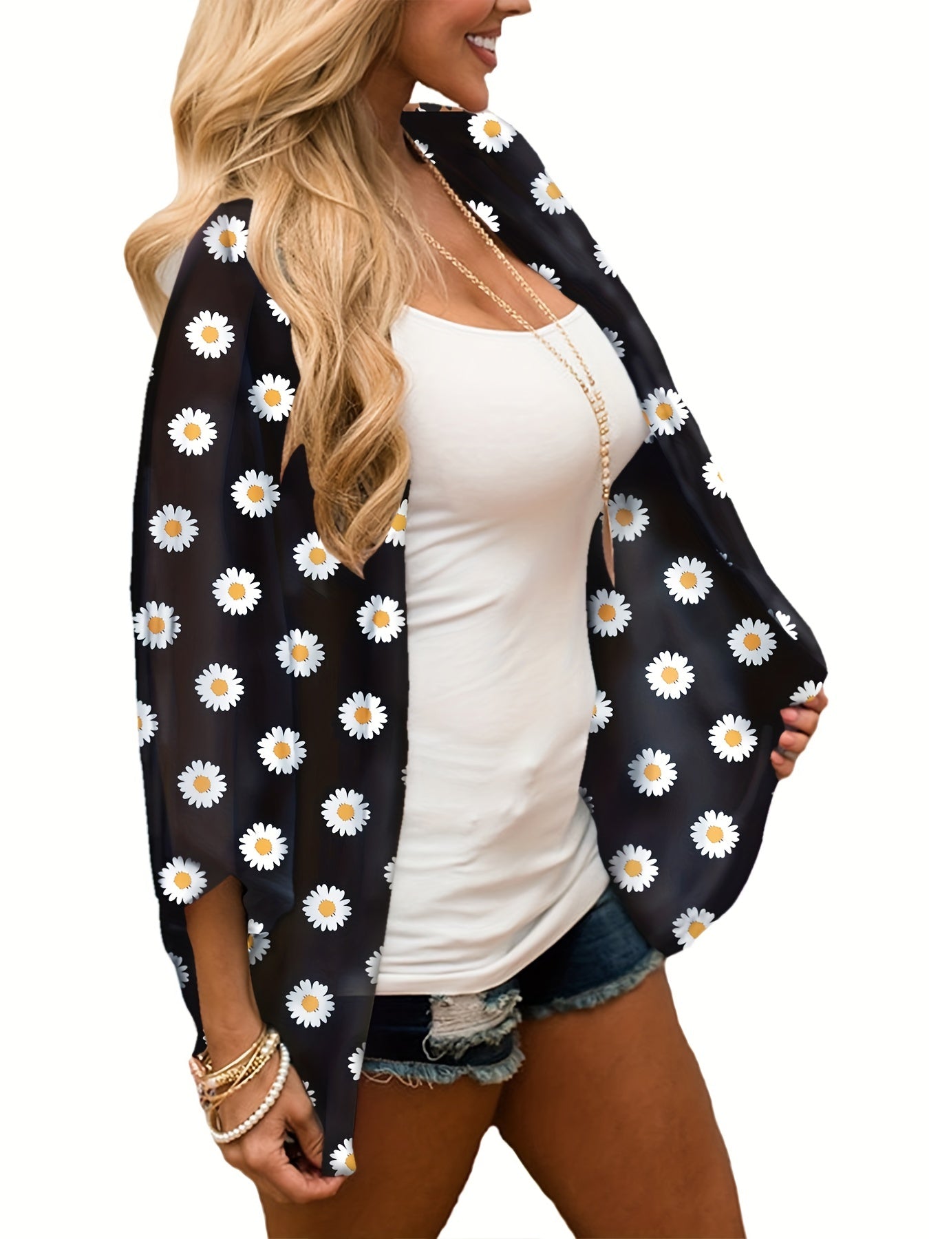 Women's Floral Print Open Front Cardigan
