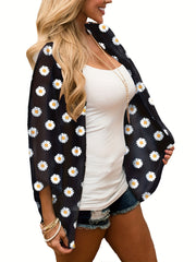 Women's Floral Print Open Front Cardigan