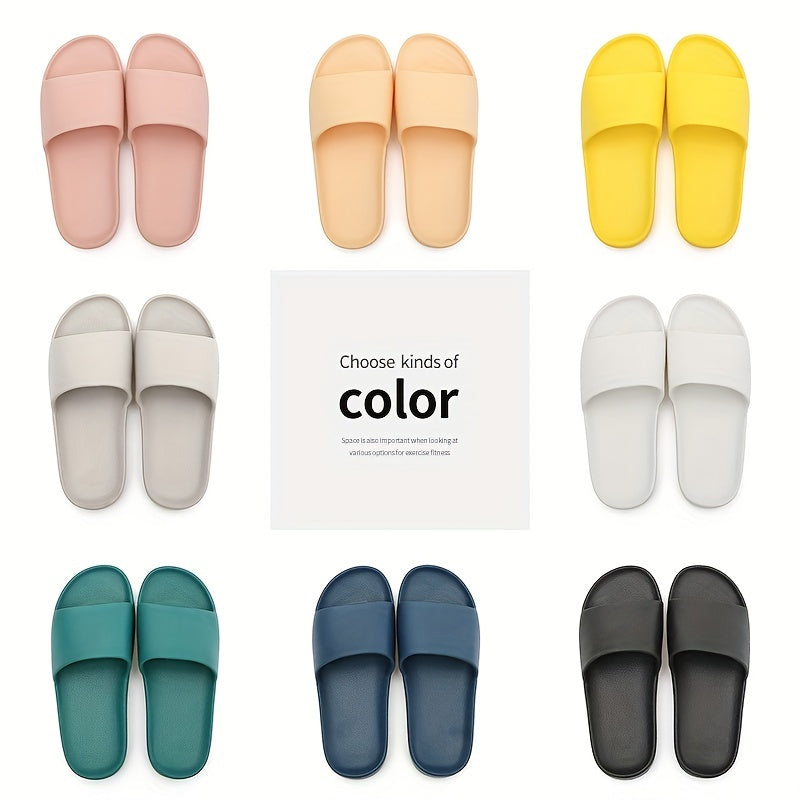 Women's Solid Flat Slippers Minimalist Non slip Bathroom Slide Sandals