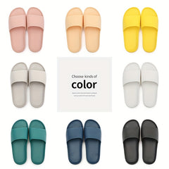 Women's Solid Flat Slippers Minimalist Non slip Bathroom Slide Sandals