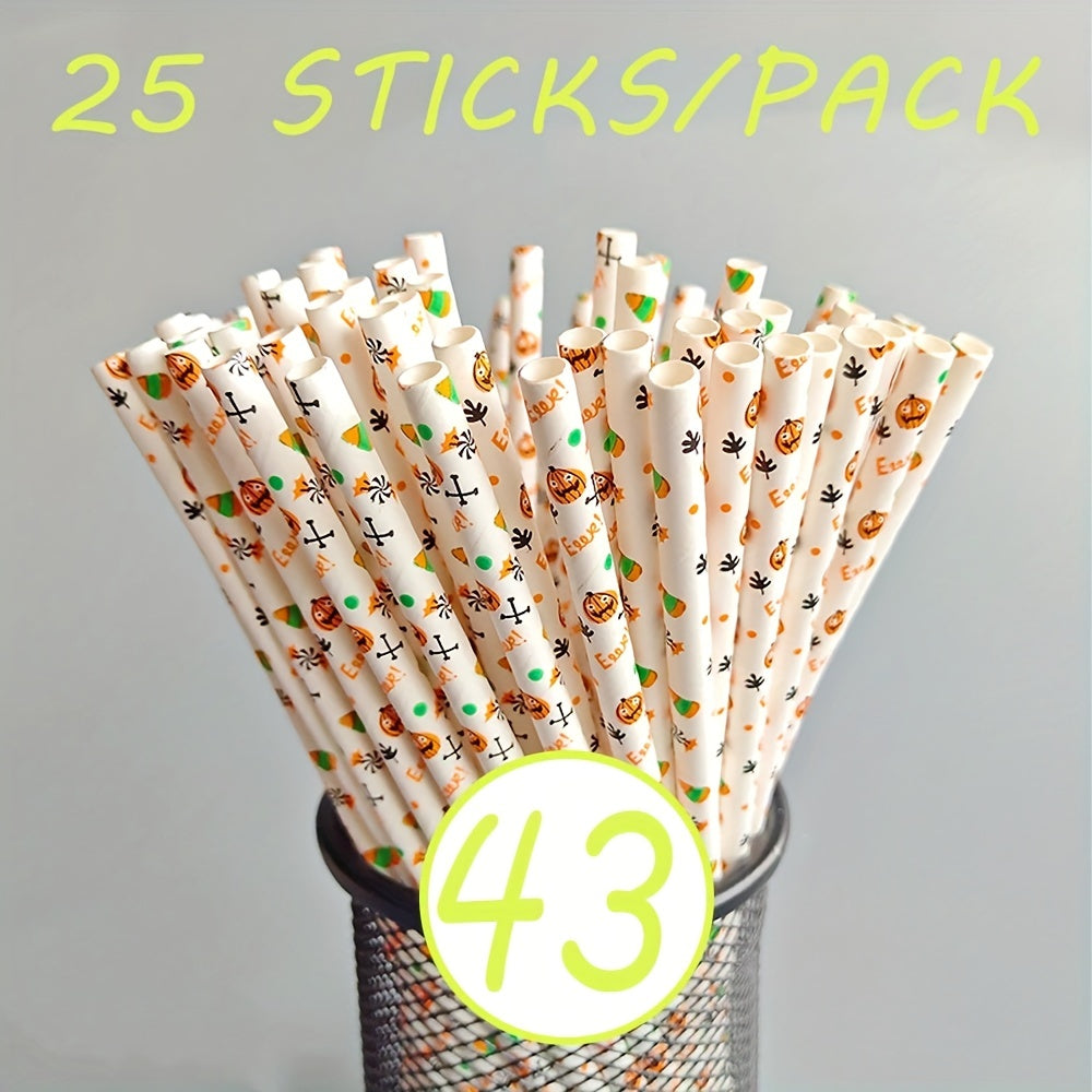 25pcs Halloween Paper Straw Cup Decoration