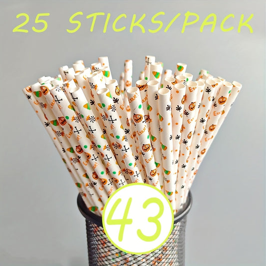 25pcs Halloween Paper Straw Cup Decoration