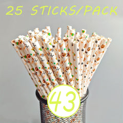 25pcs Halloween Paper Straw Cup Decoration
