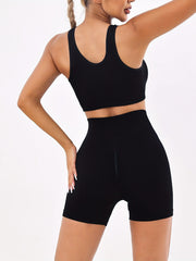 Yoga Workout Set: Crop Tank Top & Butt Lifting Shorts