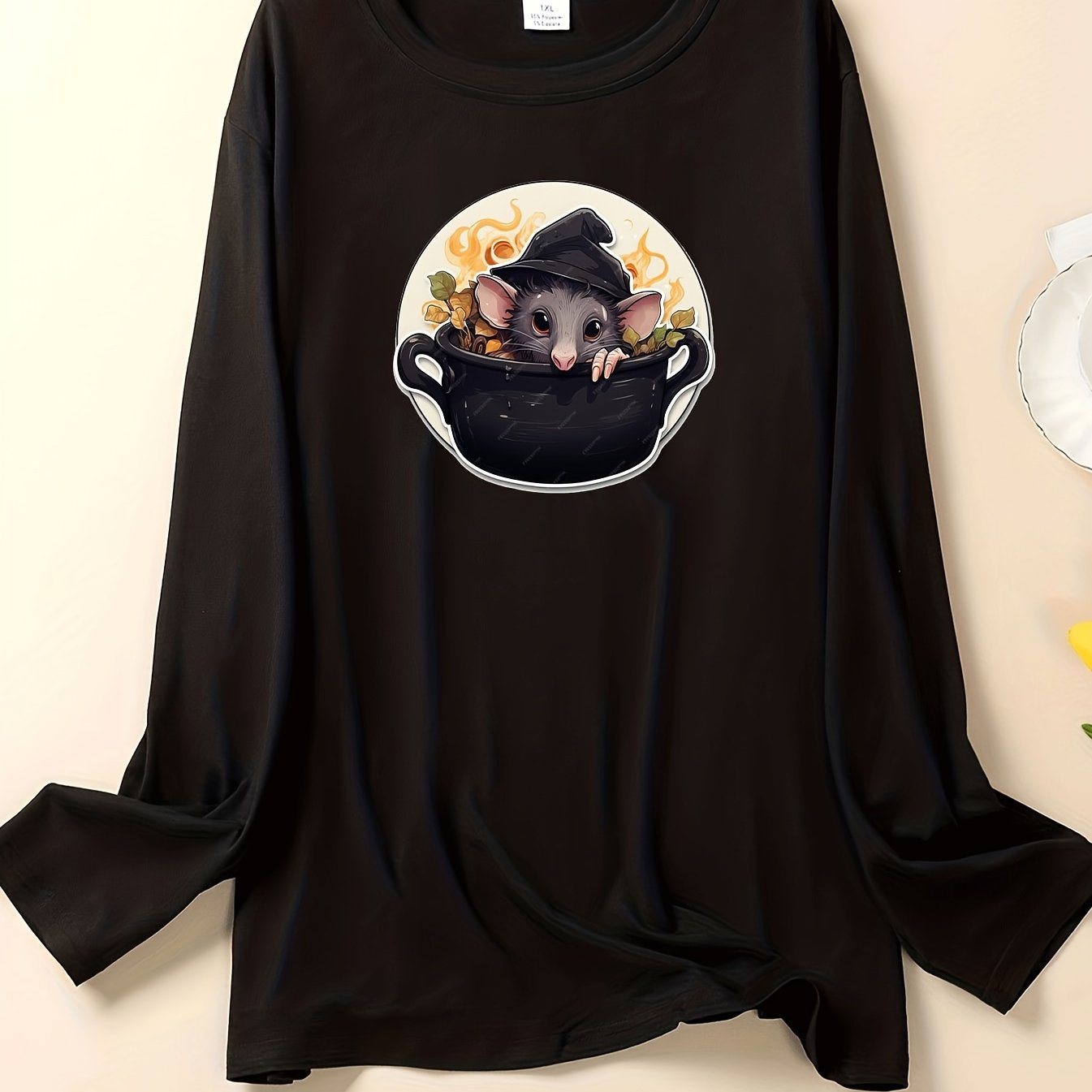 Women's Mouse Print Long Sleeve Lounge Top