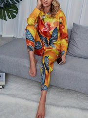 Tie Dye Print Lounge Set Long Sleeve Top & Pants Women's Loungewear