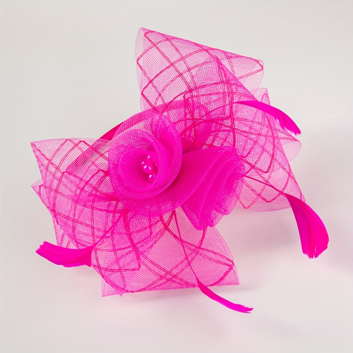 Pink Flower Feather Fascinator Headband Tea Party Derbyhat