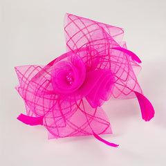 Pink Flower Feather Fascinator Headband Tea Party Derbyhat