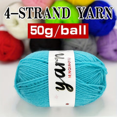 Soft 4-strand 50g Yarn for Crochet & Knitting Projects - Primary Colors