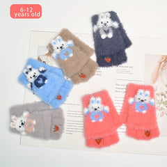 Kids Winter Half-finger Writing Gloves Hand Wash