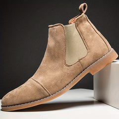 Men's British Style Pointed Toe Slip On Chelsea Ankle Boots
