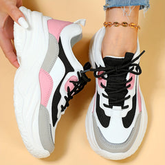 Faux Leather Chunky Sneakers Heighten Shoes