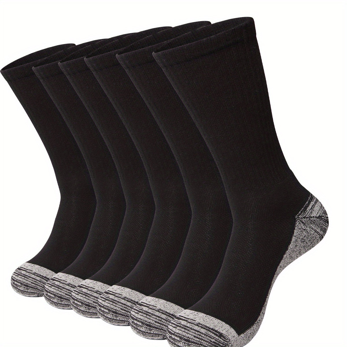 6 Pairs Mid-Calf Socks for Outdoor Activities - Shock Absorbing and Breathable