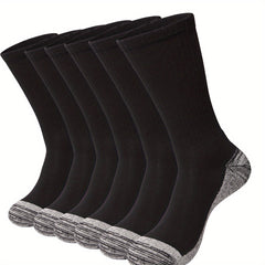 6 Pairs Mid-Calf Socks for Outdoor Activities - Shock Absorbing and Breathable