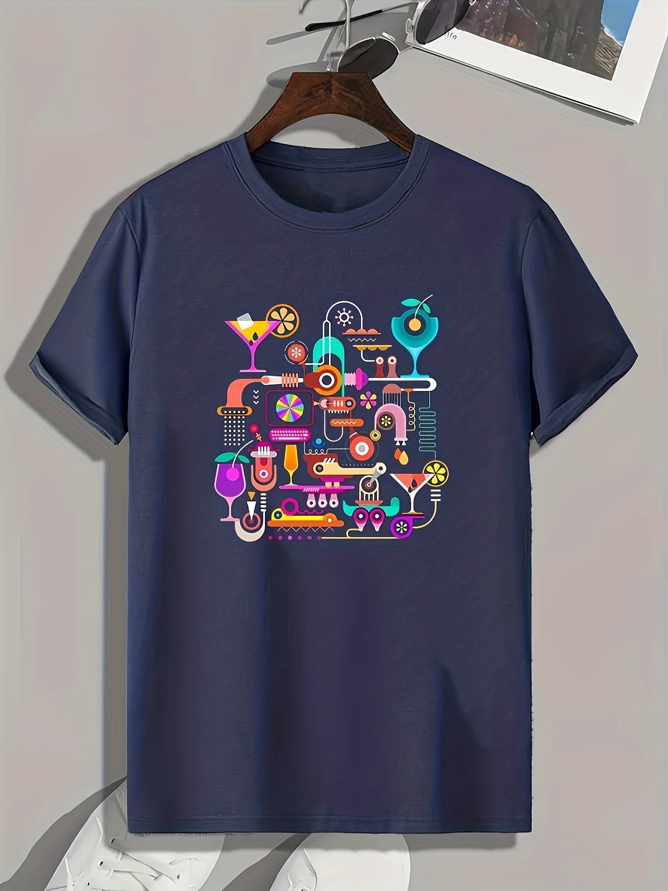 Drinks Print Men's Graphic T-shirt for Summer