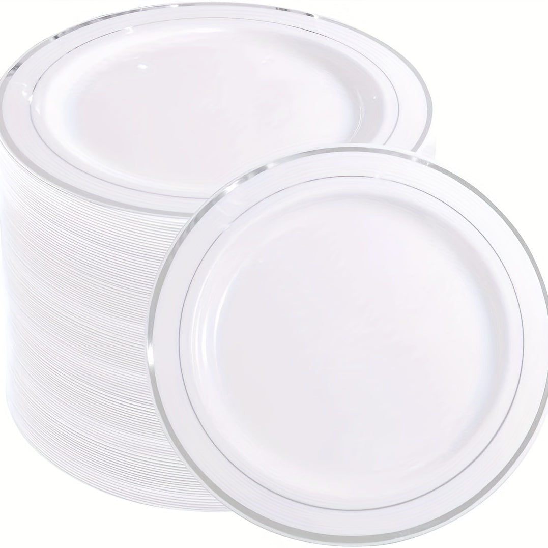 30pcs Fancy Wedding Plates with Golden Rim 19.05cm