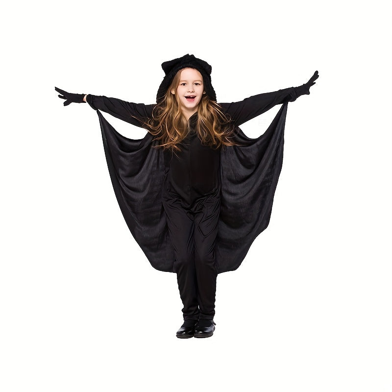 Kids Bat Cosplay Jumpsuit & Witch Cloak