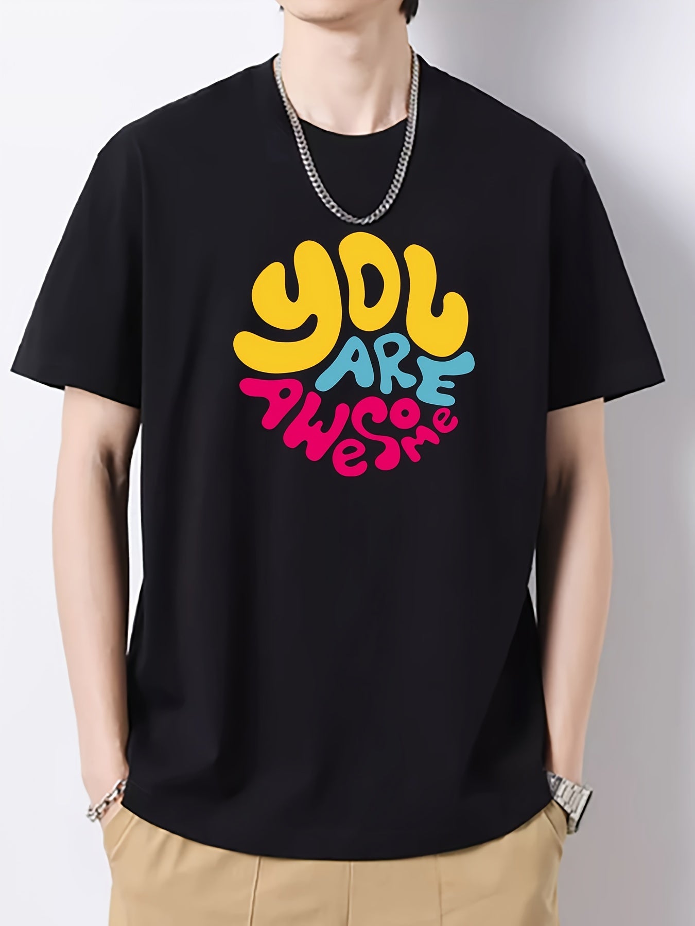 Men's Slim Fit Print T-shirt for Spring Summer Holiday