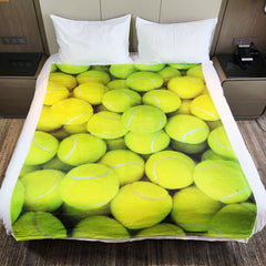 Flannel Blanket Tennis Pattern, Comfortable & Warm for Camping and Home Use