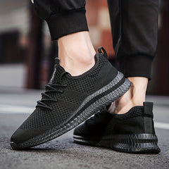 Men's Breathable Knit Lace Up Sneakers - Casual Outdoor Running Shoes