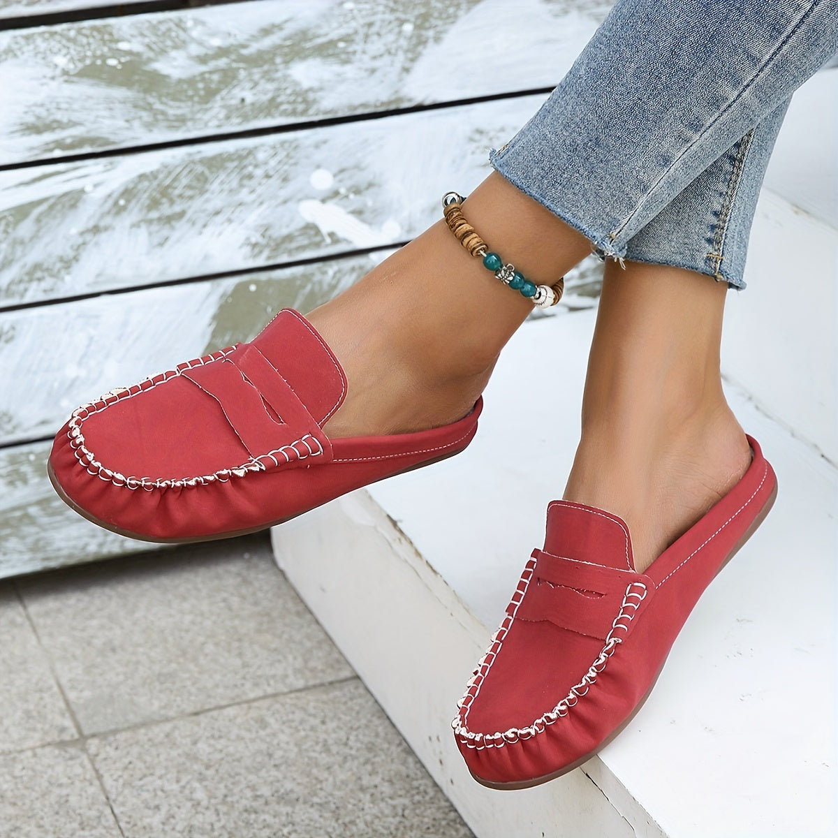 Women's Casual Slip On Sandals Stitching Detail Lightweight Shoes