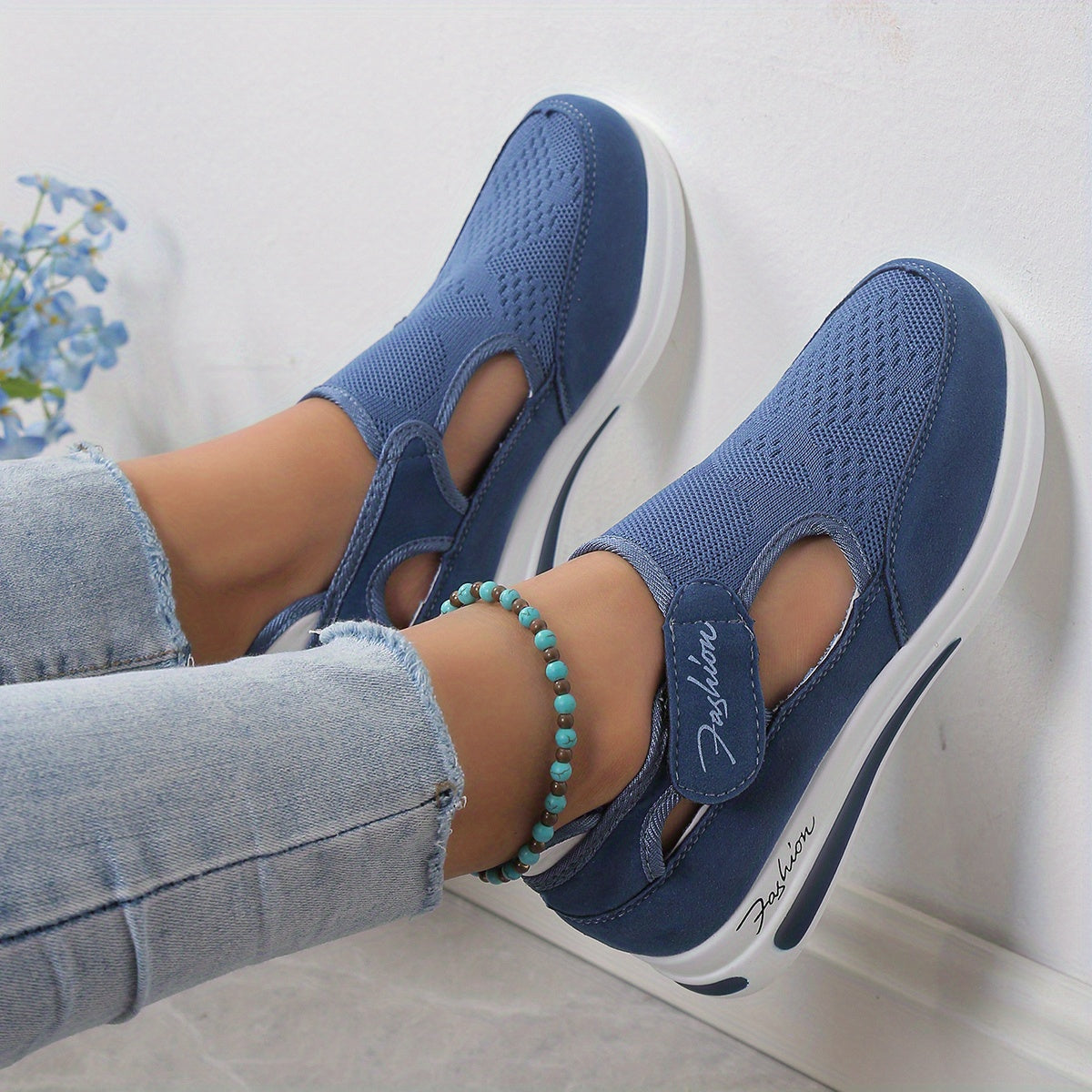 Women's Breathable Platform Sneakers Hook & Loop Outdoor Shoes