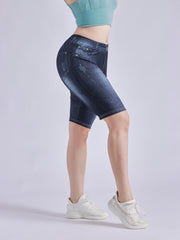 High Waist Denim Print Leggings for Women