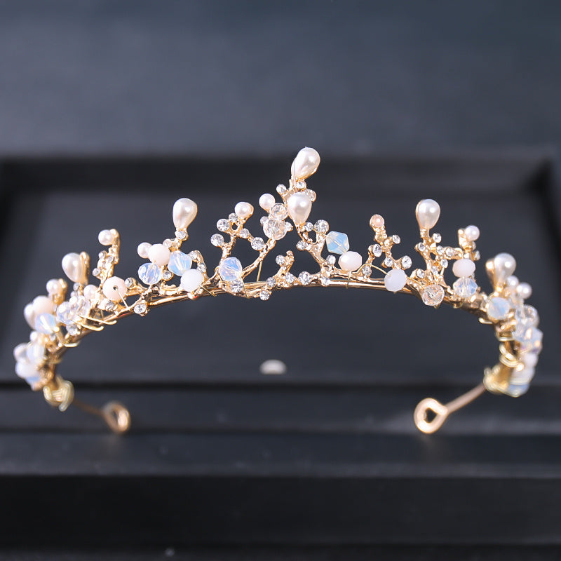Flower Girl Pearl Headband Crystal Wedding Tiara Hair Piece