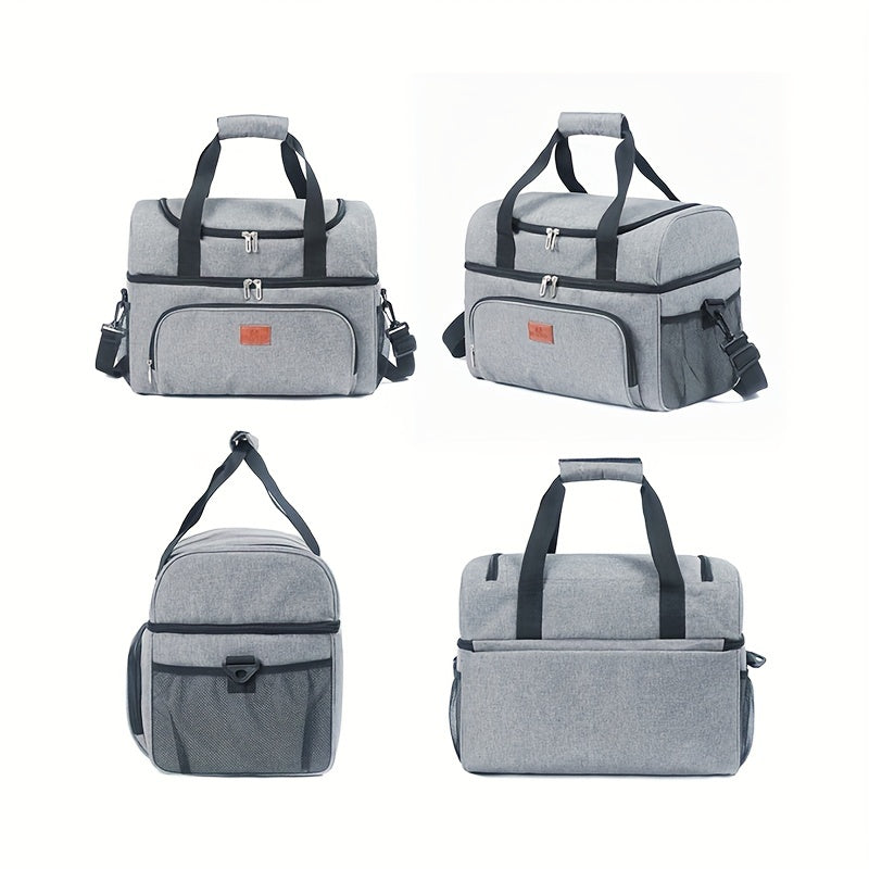 Large Capacity Insulated Picnic Bag Double Layered Shoulder & Handheld