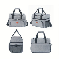 Large Capacity Insulated Picnic Bag Double Layered Shoulder & Handheld
