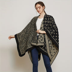 Thicken Warm Slit Shawl Large Printed Casual Shawl Wraps