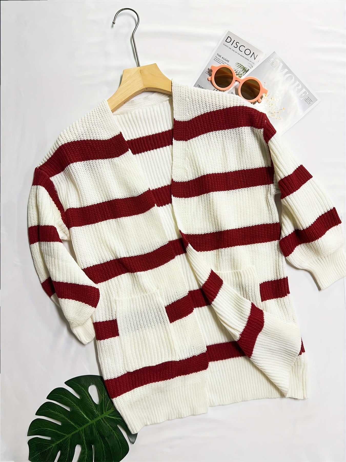 Kids Casual Striped Long Sleeve Knit Cardigan for Fall Winter