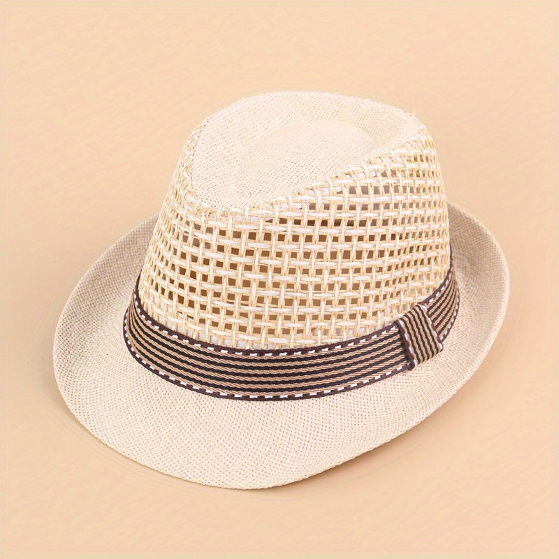 Kids Large Brim Sun Hat Straw Breathable Hollow Sunscreen Baby Hat