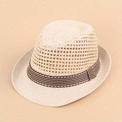 Kids Large Brim Sun Hat Straw Breathable Hollow Sunscreen Baby Hat