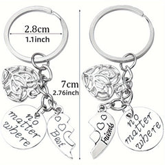 2pcs Heart Keychain Stainless Steel Bag Backpack Pendant Gift