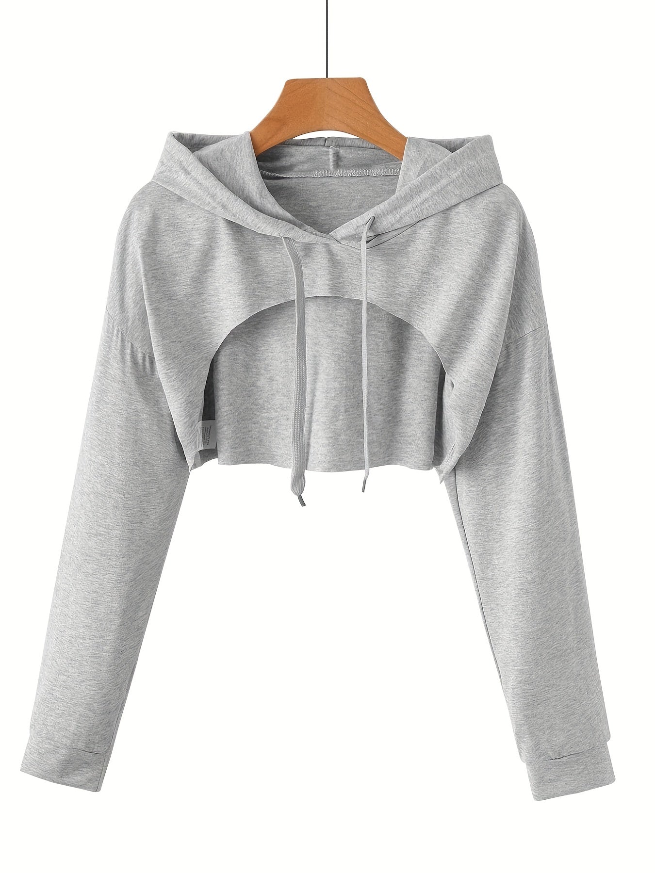 Sporty Hooded Crop Sweatshirt with Cut Out Detail