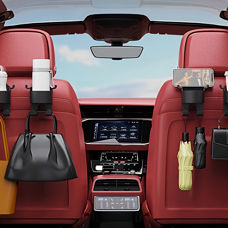 Car Mounted Cup Holder With Hooks & Seat Back Storage Bag