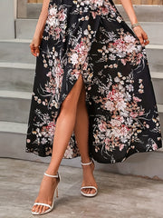 Floral Print V Neck Dress Vintage Long Sleeve Dress Women's Clothing