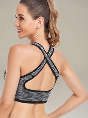Colorblock Sports Bra Criss Cross Back Workout Bra Women's Lingerie & Underwear